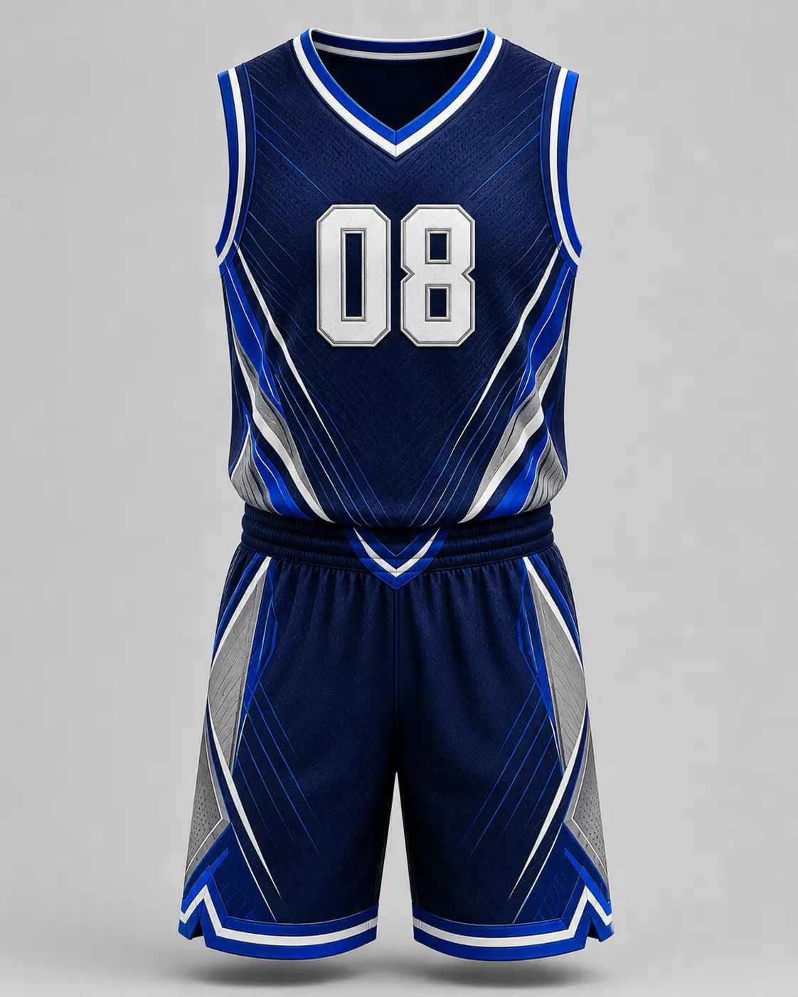 Modern Navy 3D Embroidered Basketball Uniform Mockup