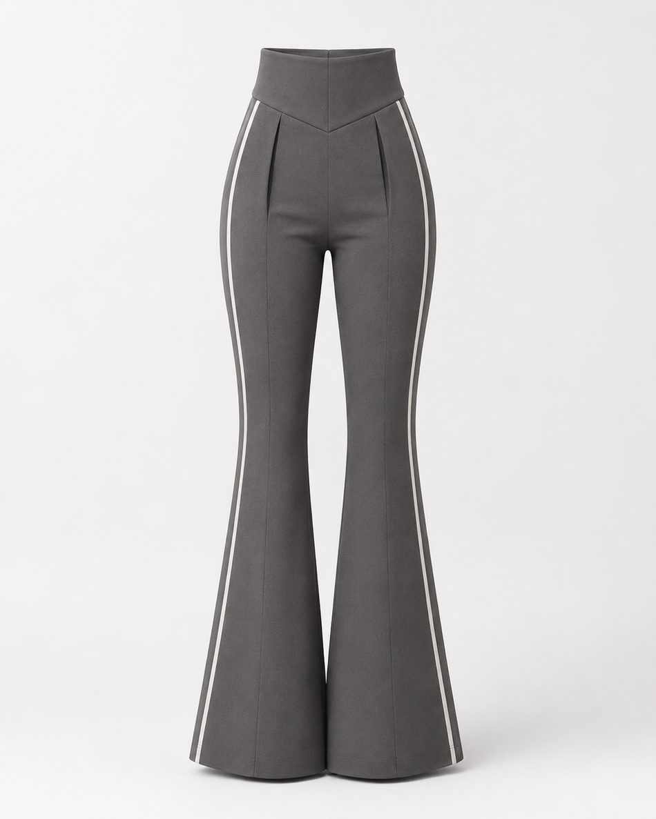 Charcoal Side Stripe Flared Pants