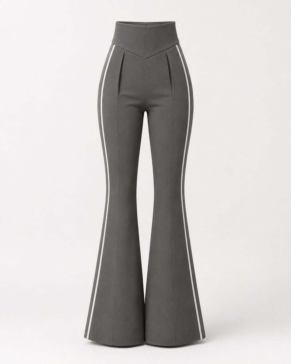 Charcoal Side Stripe Flared Pants