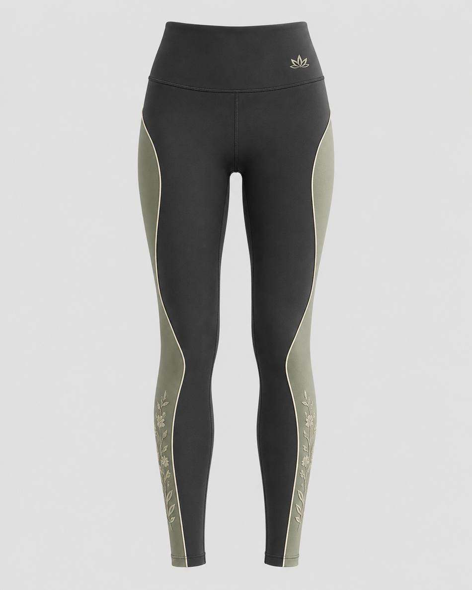 Botanical Embroidered High-Waist Leggings