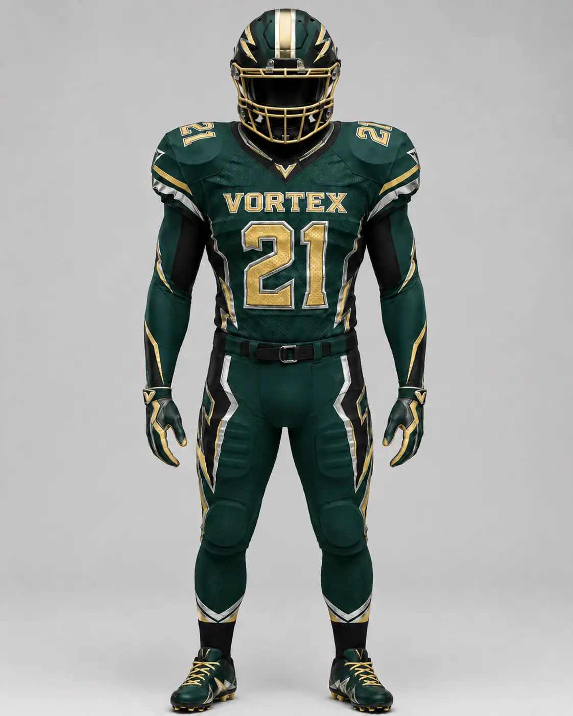 Premium Emerald Gold American Football Uniform Mockup