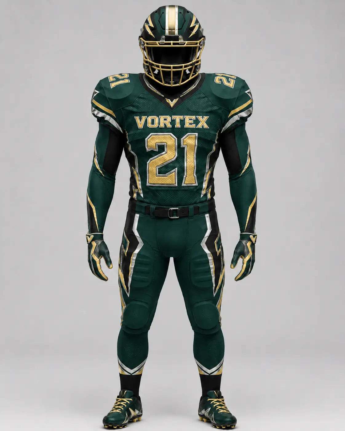 Premium Emerald Gold American Football Uniform Mockup