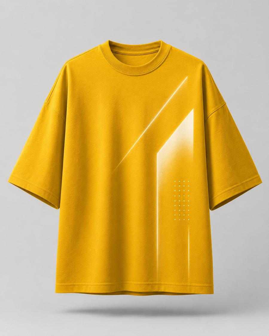 Mustard Glow Graphic Oversized T-Shirt