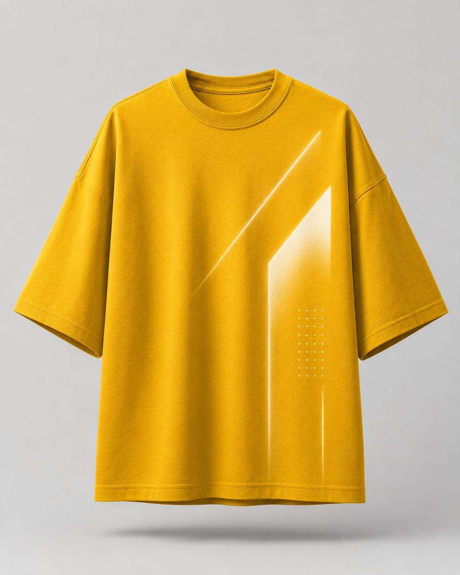 Mustard Glow Graphic Oversized T-Shirt