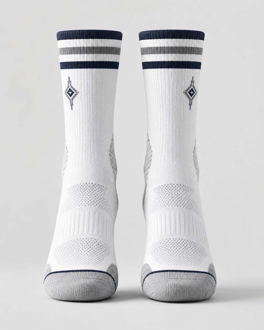 White Performance Crew Sports Socks
