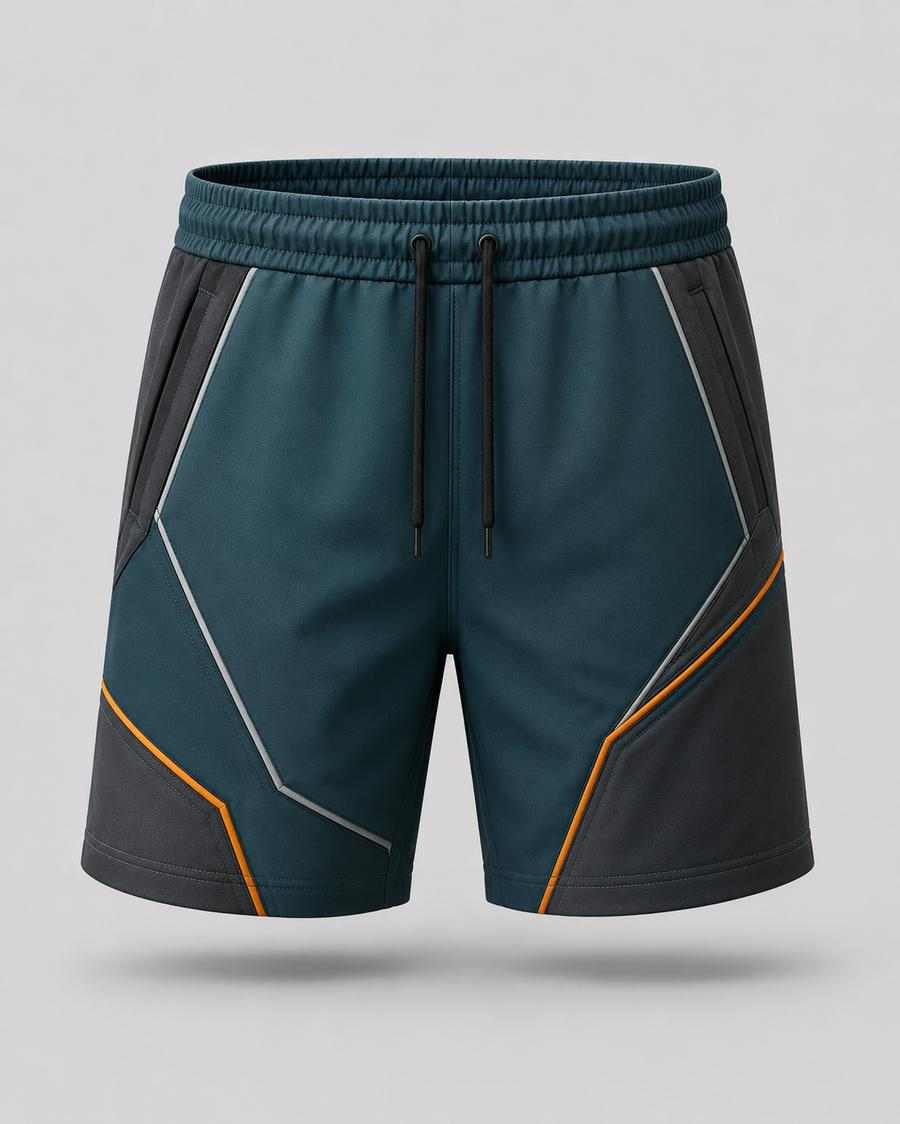 Teal & Charcoal Angular Bench Shorts