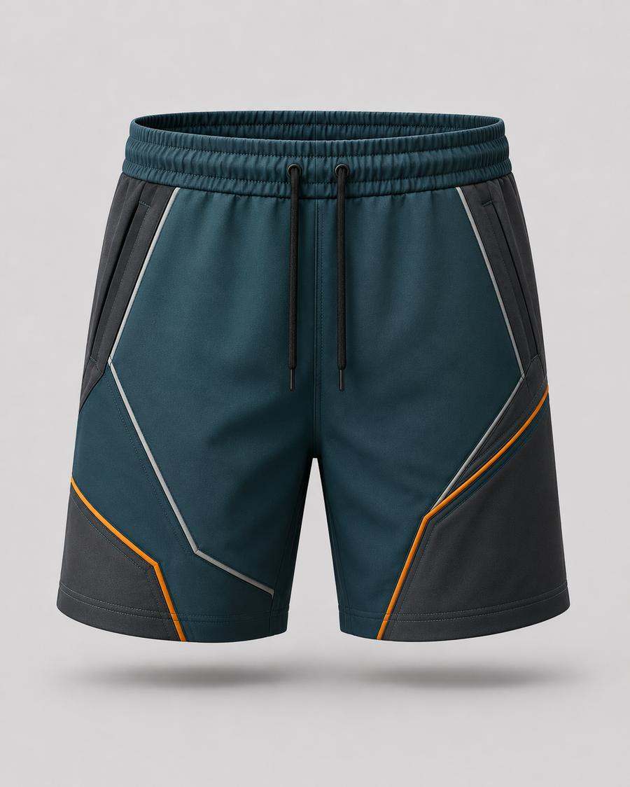 Teal & Charcoal Angular Bench Shorts