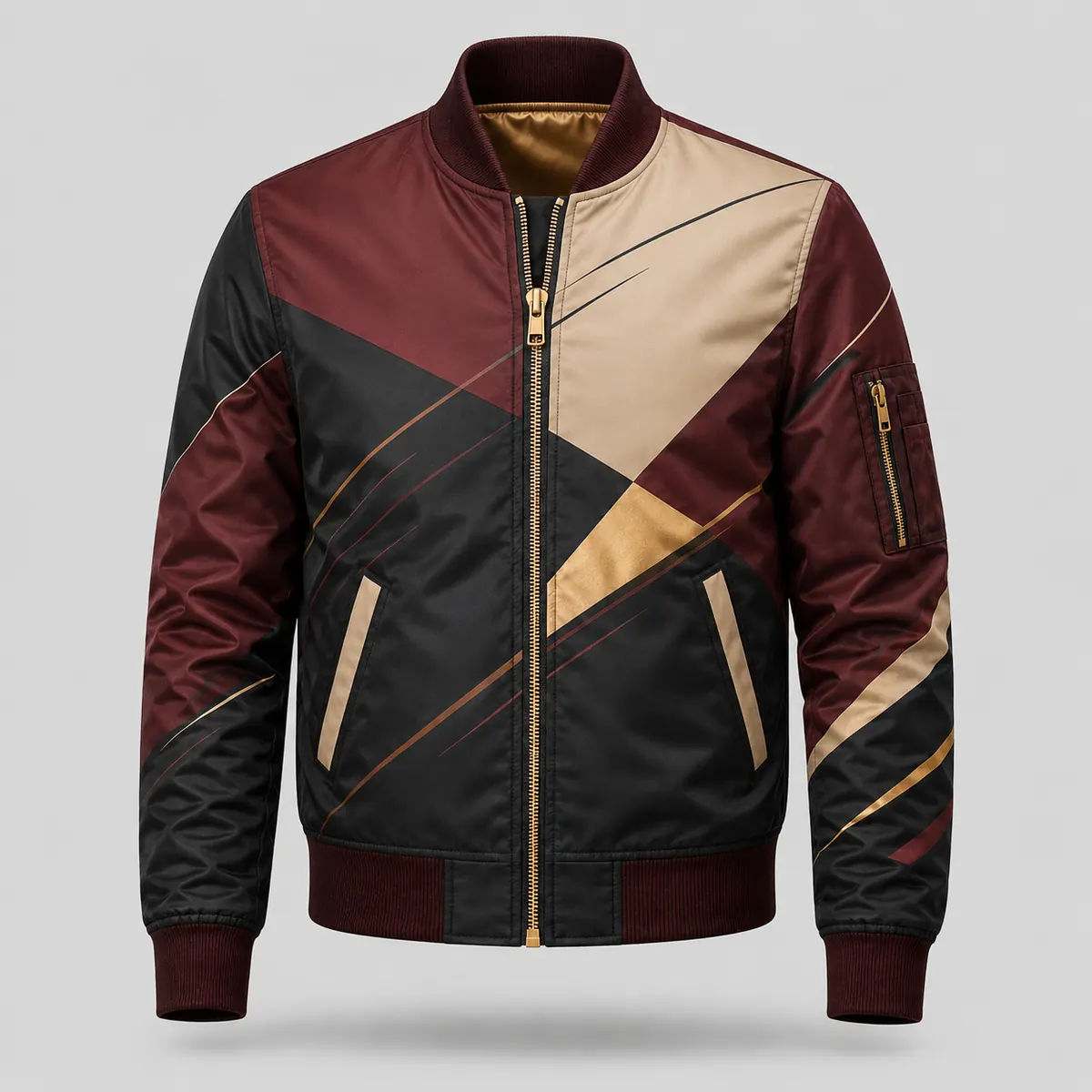 Maroon Luxe Printed Bomber Jacket