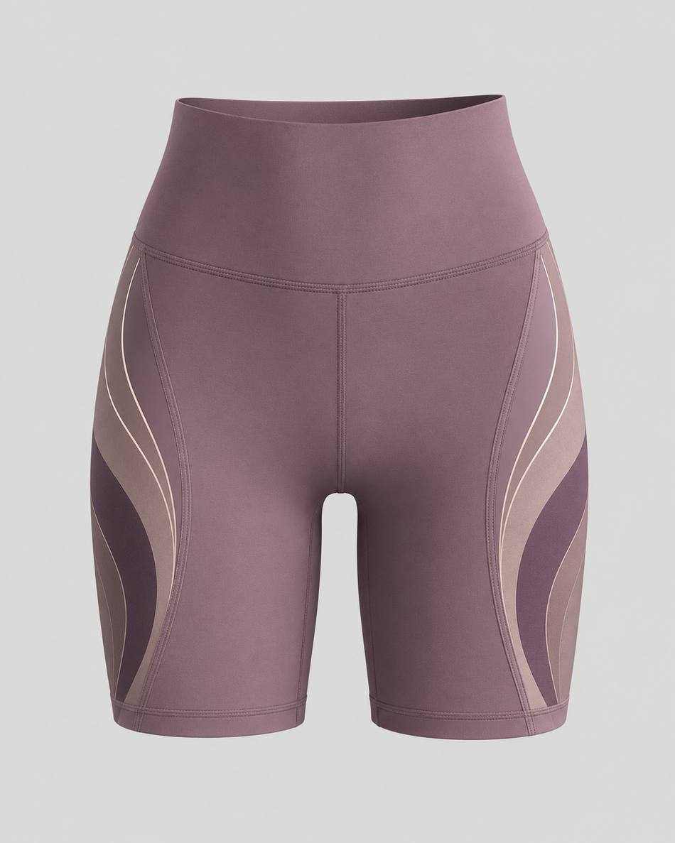 Mauve Wave Panel Yoga Shorts