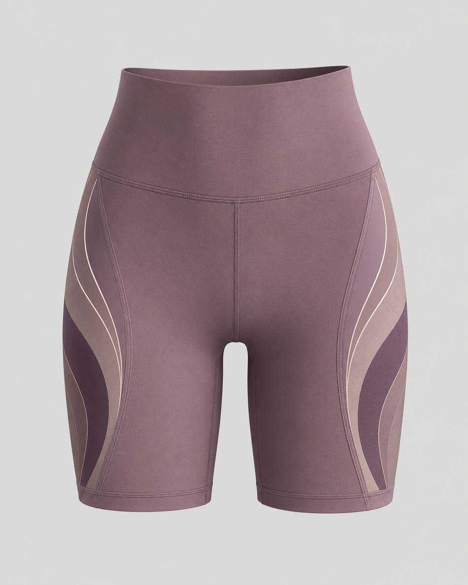 Mauve Wave Panel Yoga Shorts