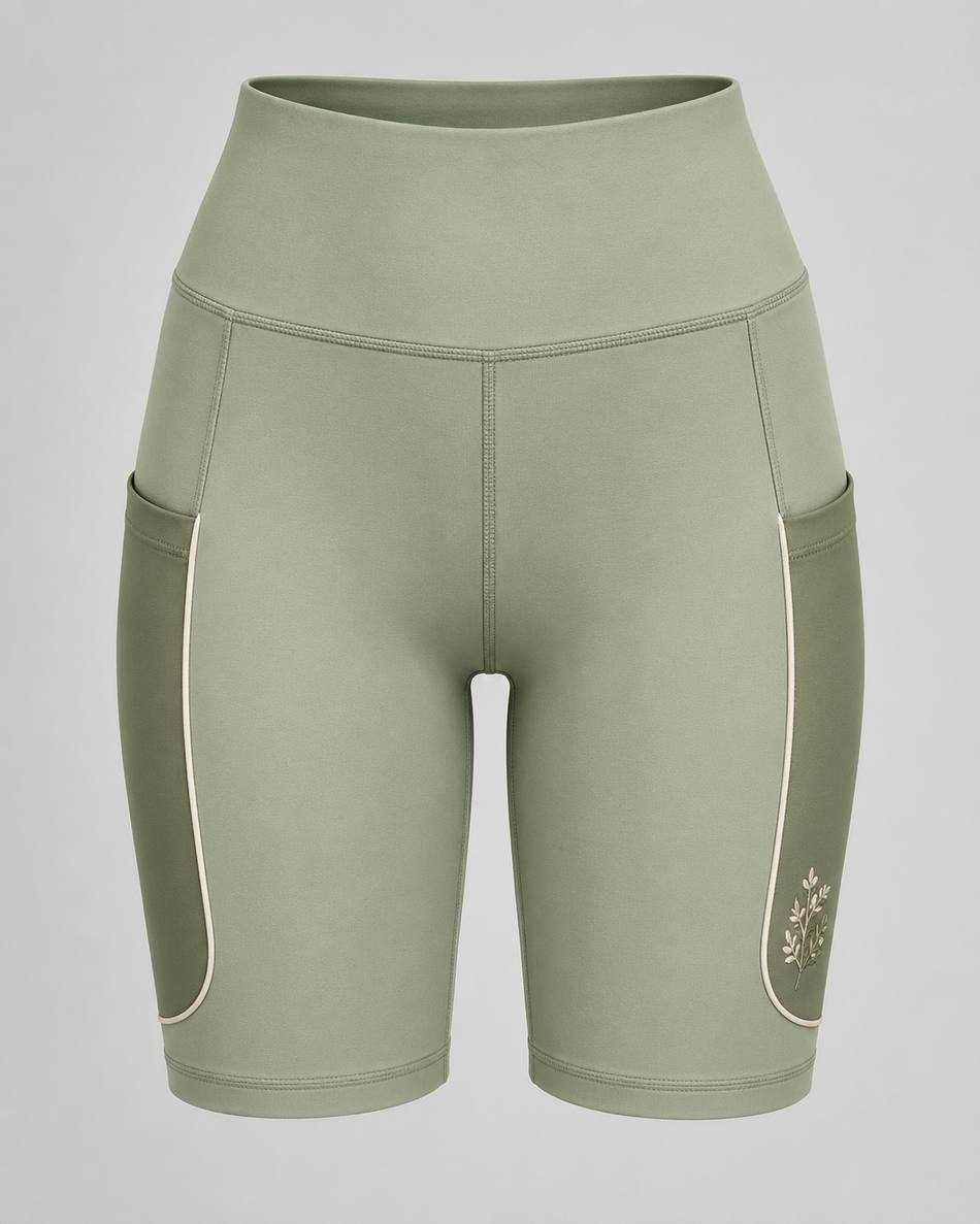 Sage Pocket Yoga Biker Shorts