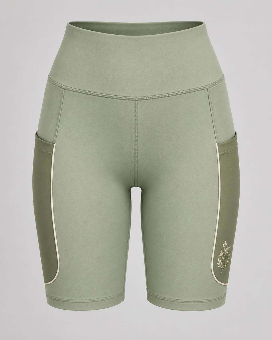 Sage Pocket Yoga Biker Shorts