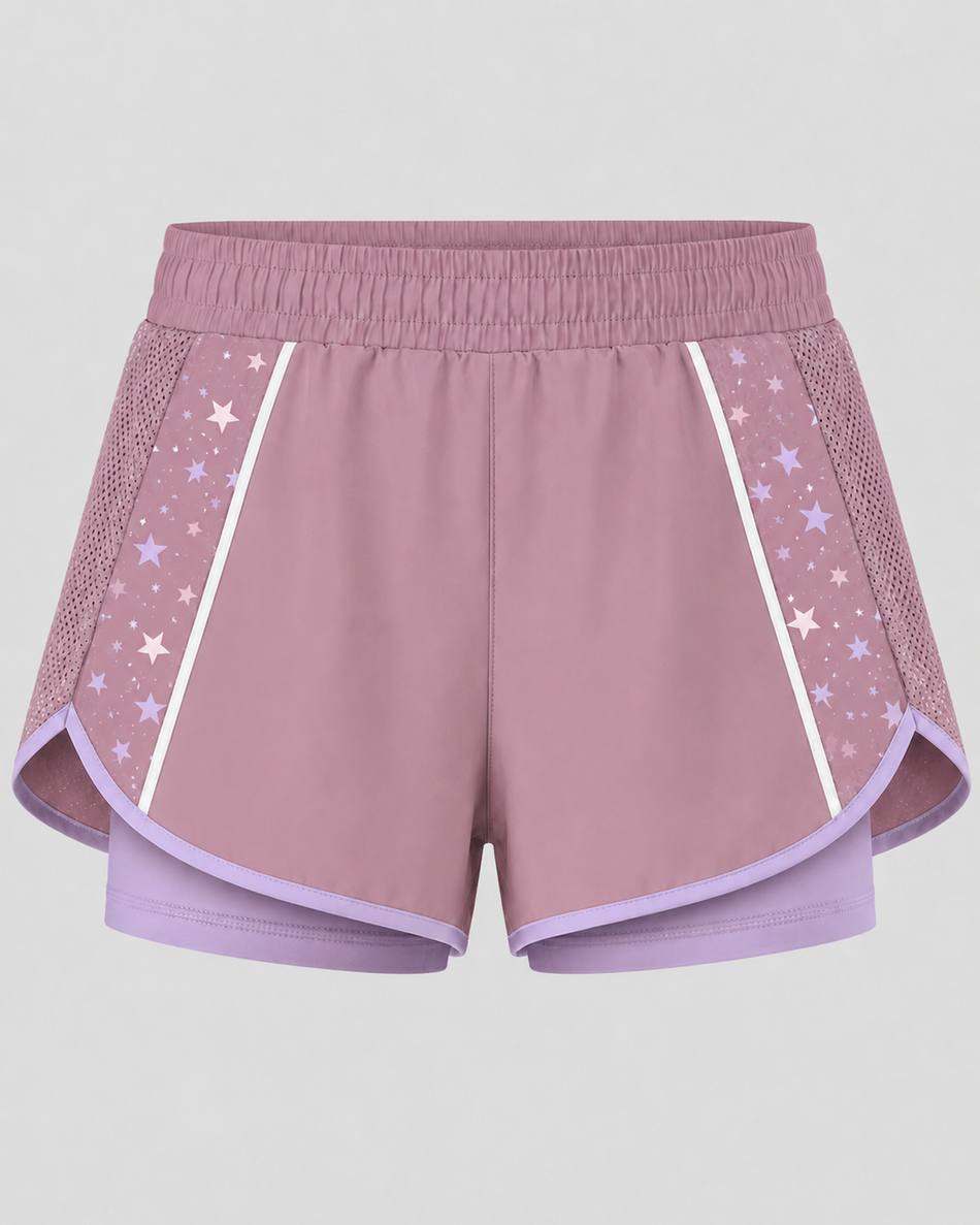 Dusty Rose Star Print Running Shorts